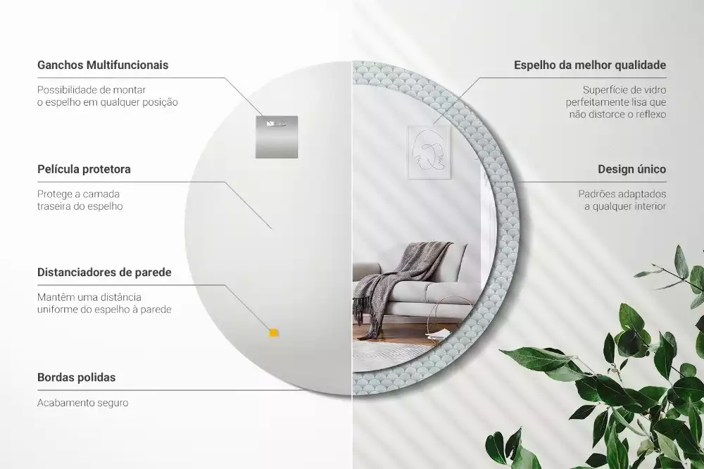 Okrúhle dekoračné zrkadlo na stenu Retro vintage vzor