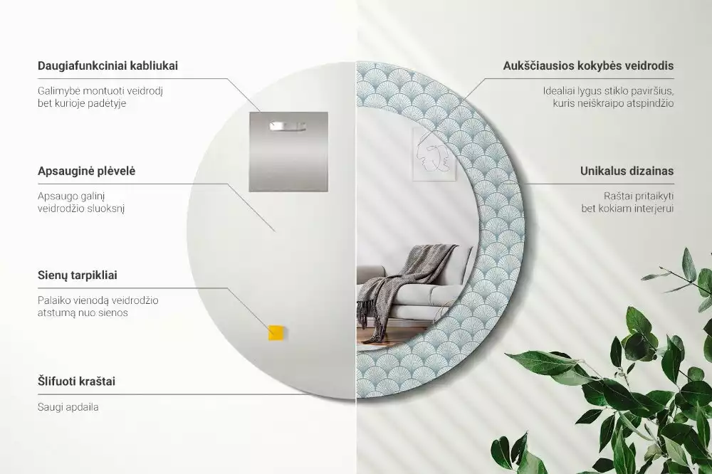 Okrúhle dekoračné zrkadlo na stenu Retro vintage vzor