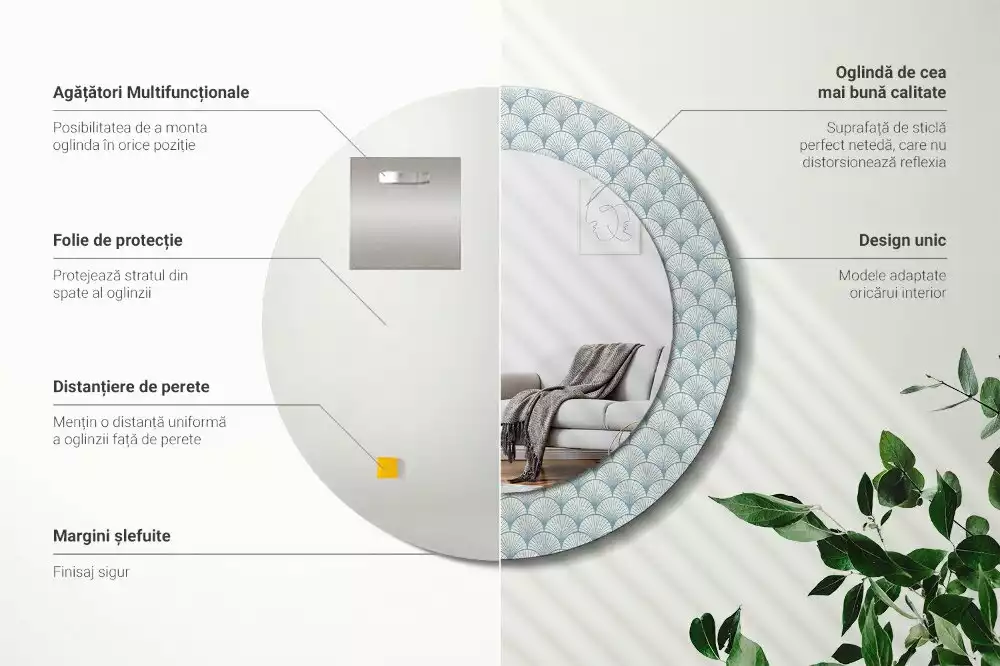 Okrúhle dekoračné zrkadlo na stenu Retro vintage vzor