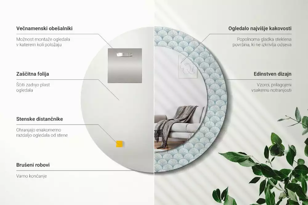 Okrúhle dekoračné zrkadlo na stenu Retro vintage vzor