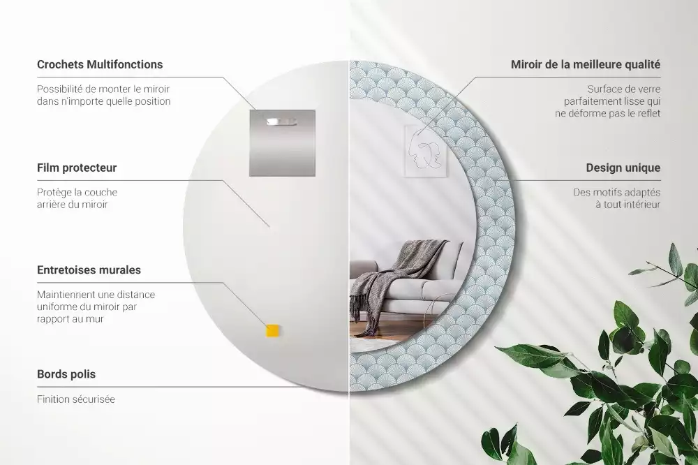 Okrúhle dekoračné zrkadlo na stenu Retro vintage vzor