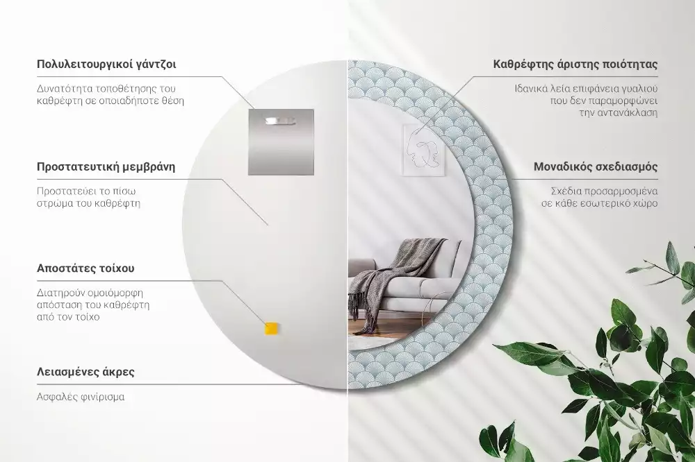 Okrúhle dekoračné zrkadlo na stenu Retro vintage vzor