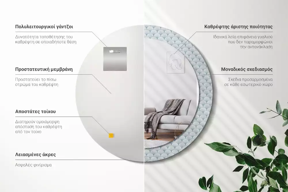 Okrúhle dekoračné zrkadlo na stenu Retro vintage vzor