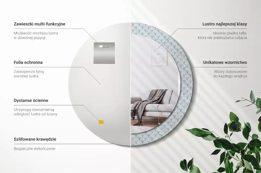 Okrúhle dekoračné zrkadlo na stenu Retro vintage vzor