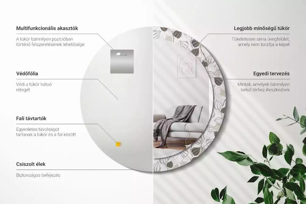 Okrúhle zrkadlo rám s potlačou Abstraktné kvetinové