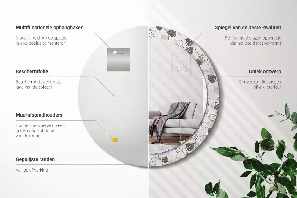 Okrúhle zrkadlo rám s potlačou Abstraktné kvetinové