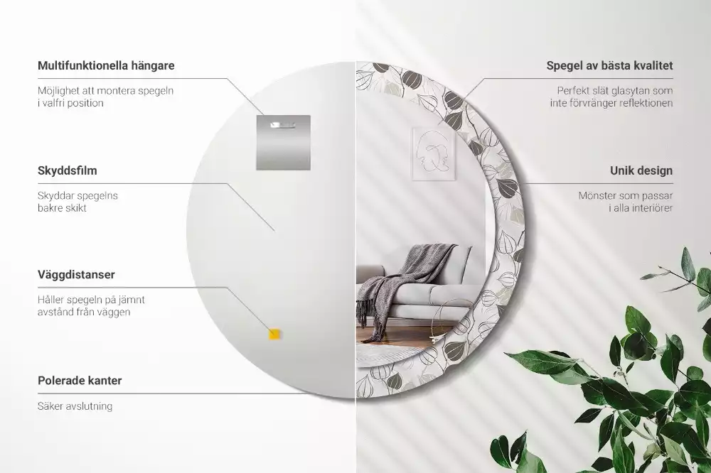 Okrúhle zrkadlo rám s potlačou Abstraktné kvetinové