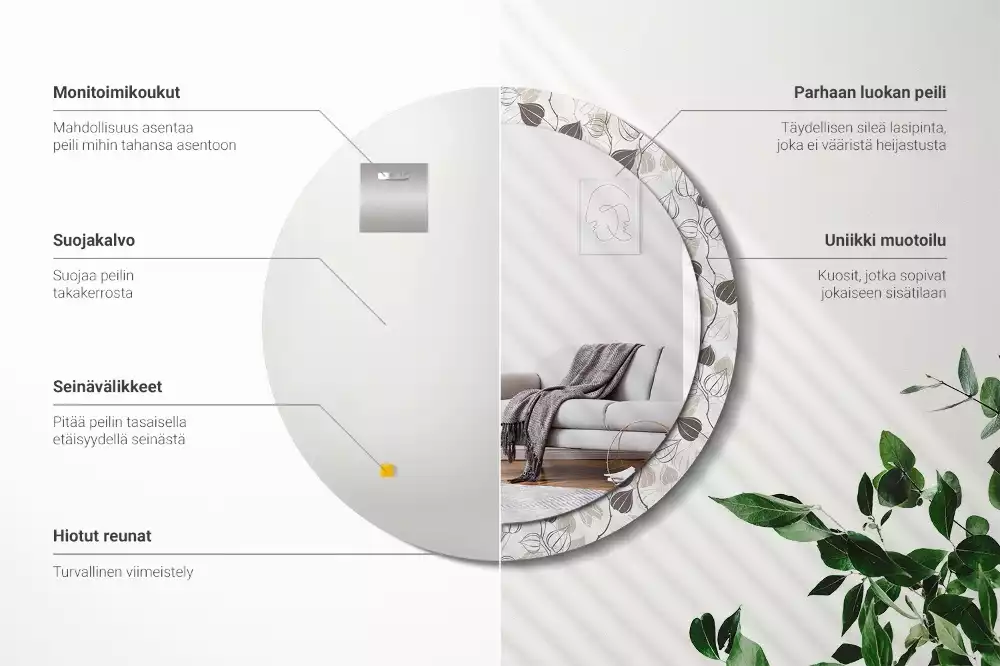 Okrúhle zrkadlo rám s potlačou Abstraktné kvetinové