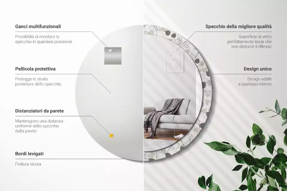 Okrúhle zrkadlo rám s potlačou Abstraktné kvetinové