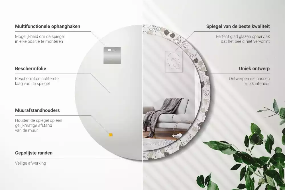 Okrúhle zrkadlo rám s potlačou Abstraktné kvetinové