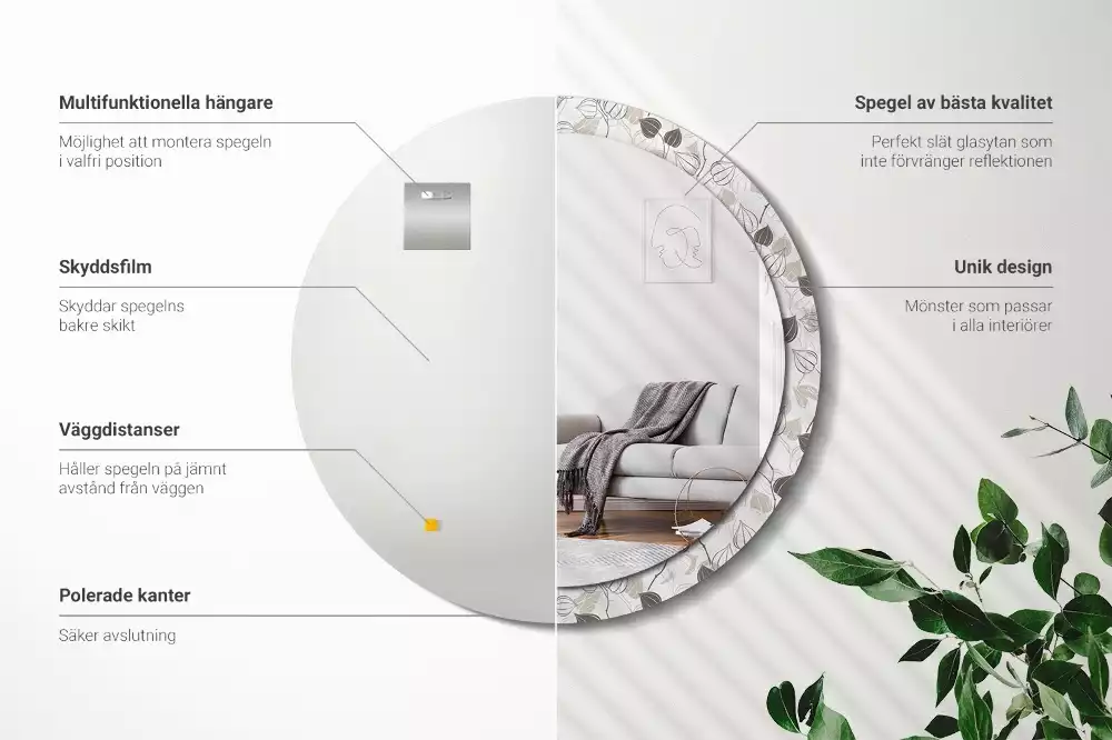 Okrúhle zrkadlo rám s potlačou Abstraktné kvetinové