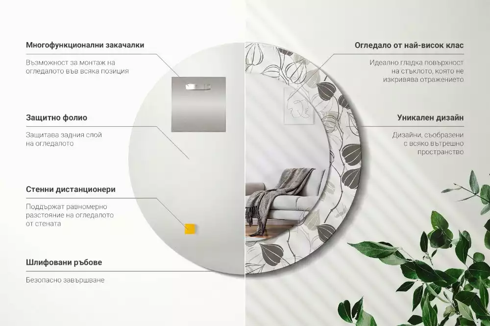 Okrúhle zrkadlo rám s potlačou Abstraktné kvetinové