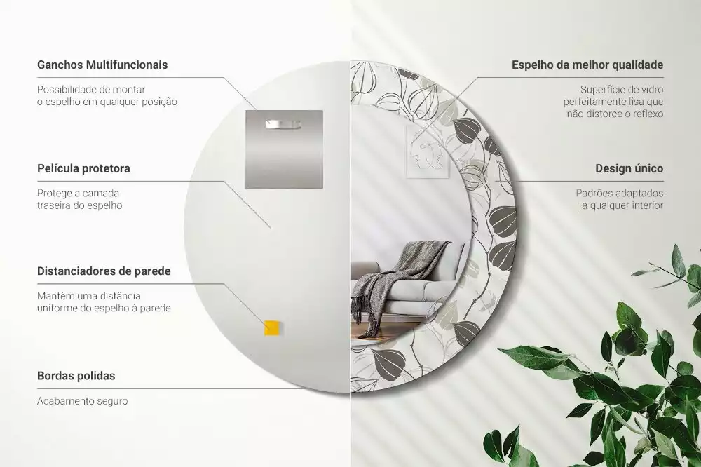 Okrúhle zrkadlo rám s potlačou Abstraktné kvetinové