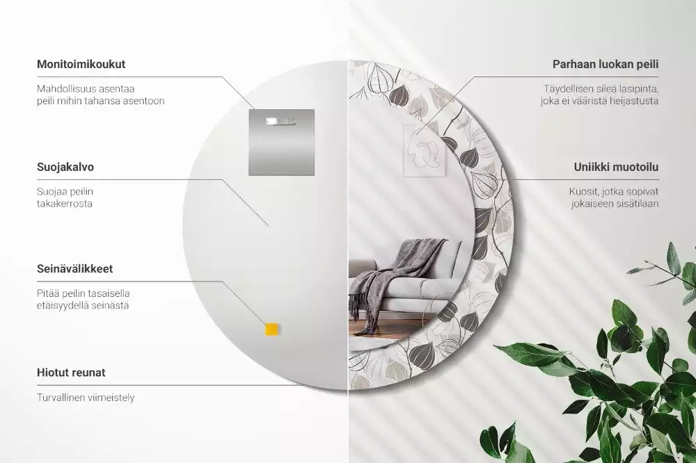 Okrúhle zrkadlo rám s potlačou Abstraktné kvetinové