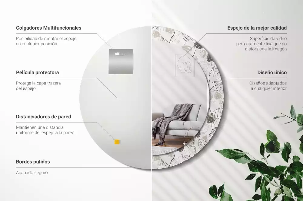 Okrúhle zrkadlo rám s potlačou Abstraktné kvetinové