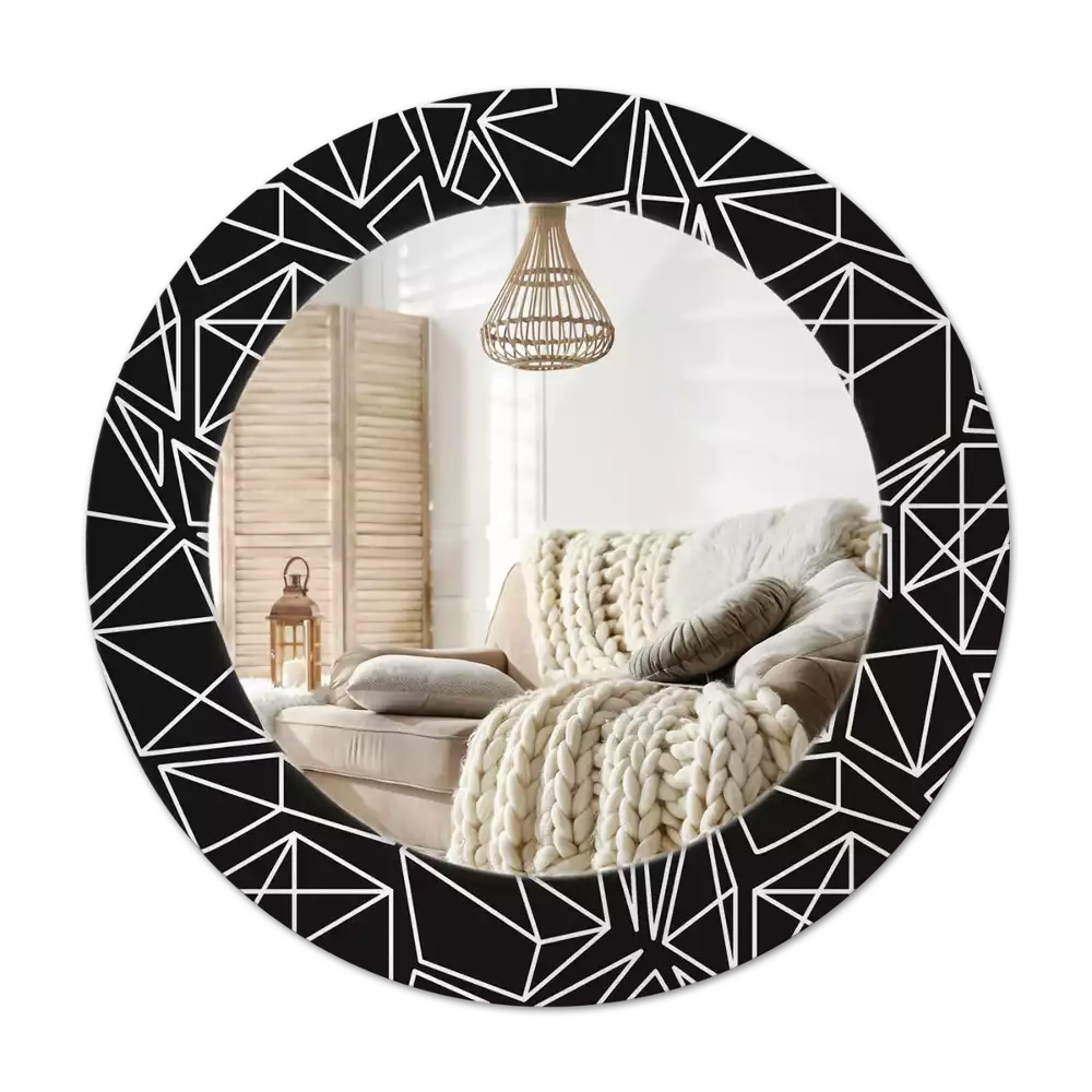 Okrúhle zrkadlo s potlačeným rámom Geometrický vzor