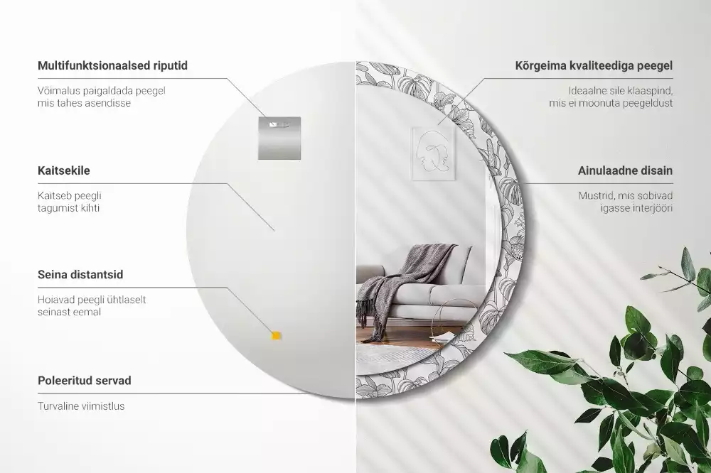 Okrúhle zrkadlo s potlačeným rámom Kvetinový vzor