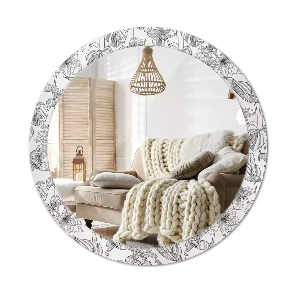 Okrúhle zrkadlo s potlačeným rámom Kvetinový vzor