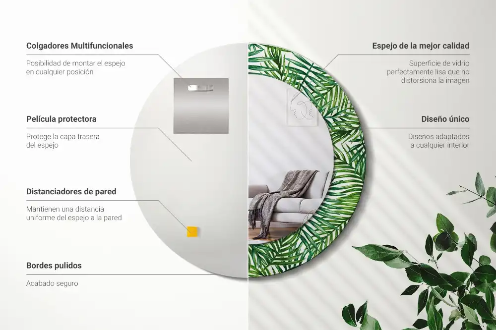 Okrúhle dekoračné zrkadlo na stenu Tropická palma