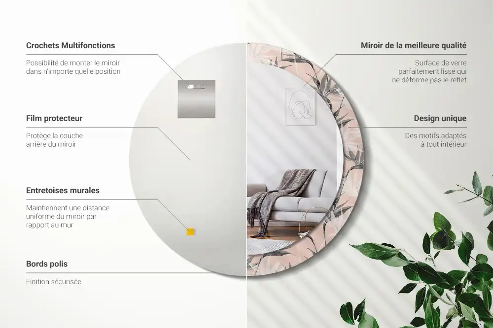 Okrúhle dekoračné zrkadlo na stenu Strelitzia