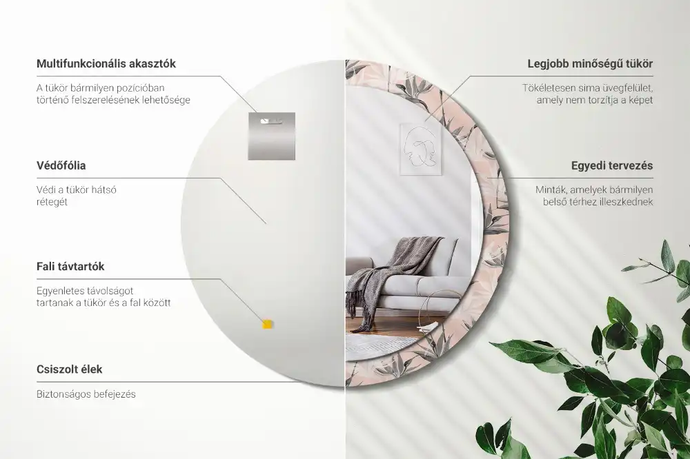 Okrúhle dekoračné zrkadlo na stenu Strelitzia