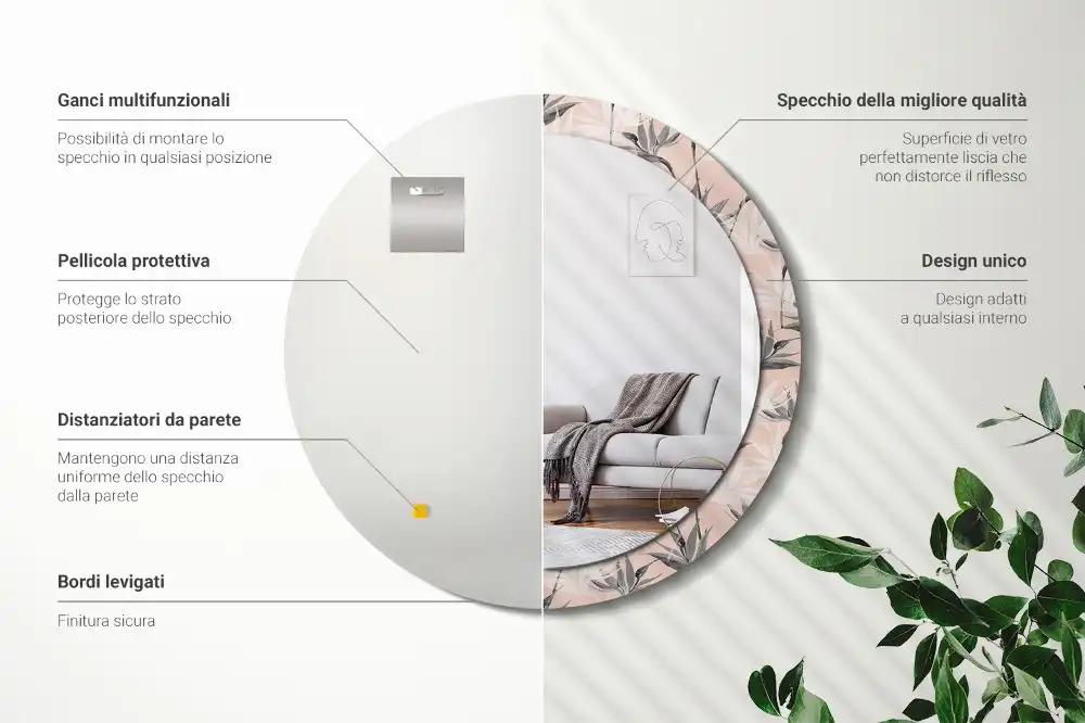 Okrúhle dekoračné zrkadlo na stenu Strelitzia