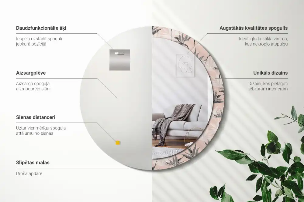 Okrúhle dekoračné zrkadlo na stenu Strelitzia