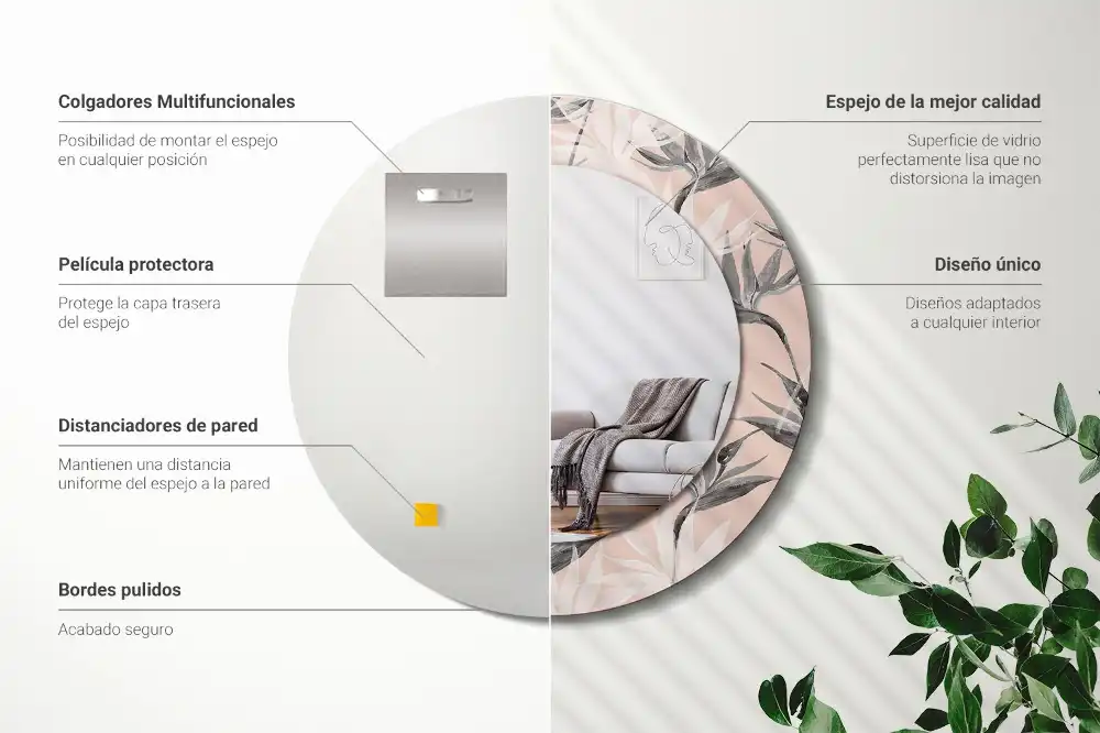 Okrúhle dekoračné zrkadlo na stenu Strelitzia