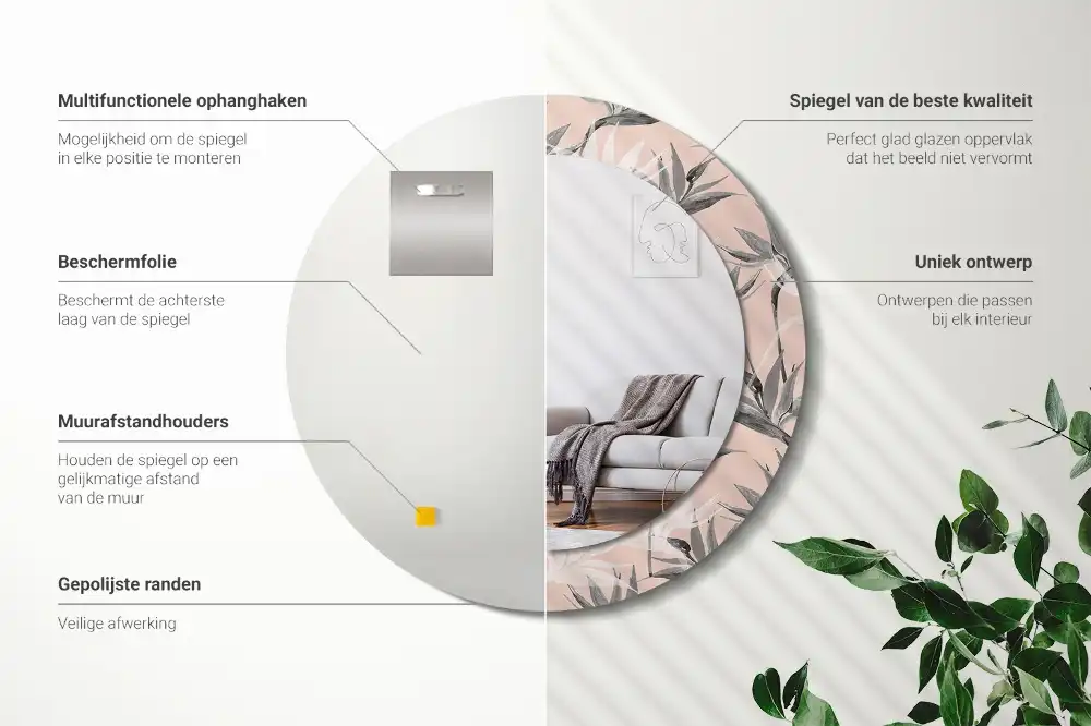 Okrúhle dekoračné zrkadlo na stenu Strelitzia