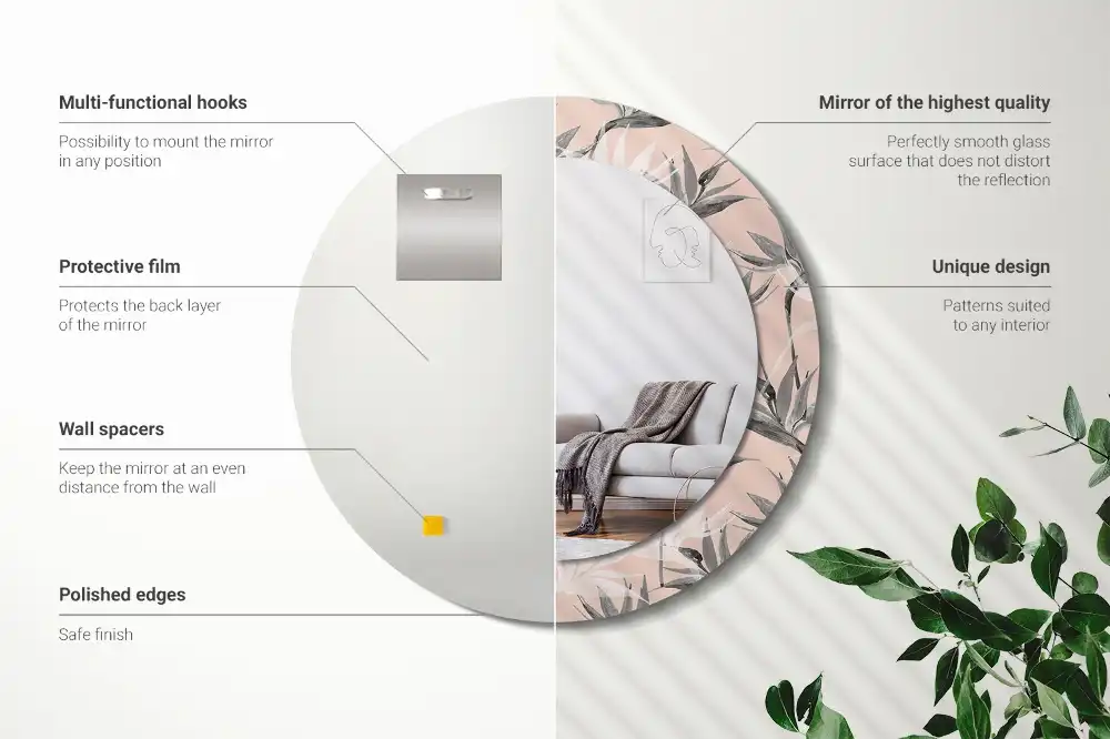 Okrúhle dekoračné zrkadlo na stenu Strelitzia