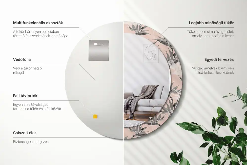 Okrúhle dekoračné zrkadlo na stenu Strelitzia