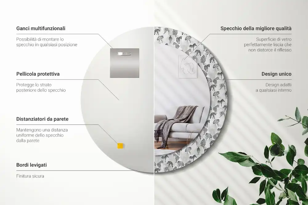 Okrúhle dekoračné zrkadlo na stenu Tropický tiger