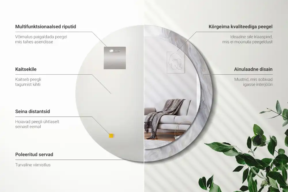 Okrúhle zrkadlo s potlačeným rámom Abstraktný mramor