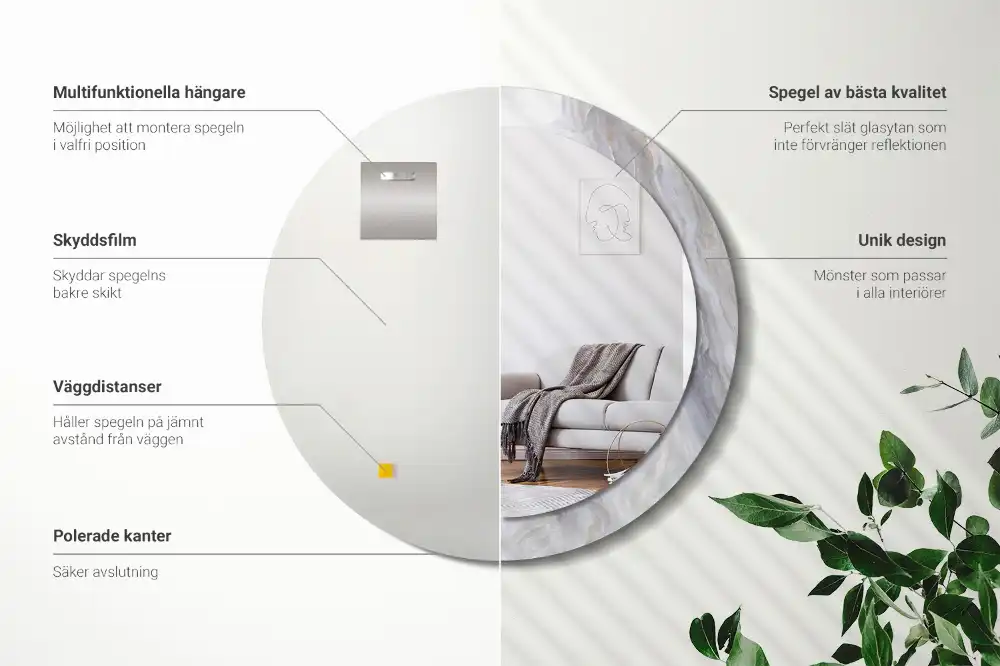 Okrúhle zrkadlo s potlačeným rámom Abstraktný mramor