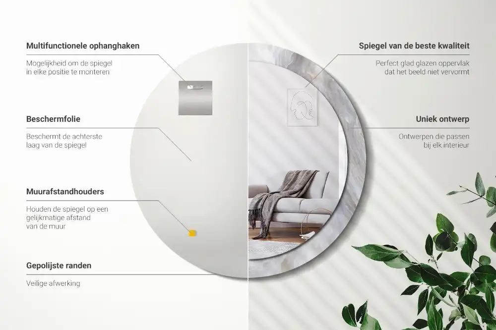 Okrúhle zrkadlo s potlačeným rámom Abstraktný mramor