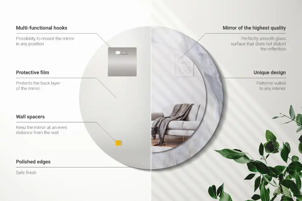 Okrúhle zrkadlo s potlačeným rámom Abstraktný mramor