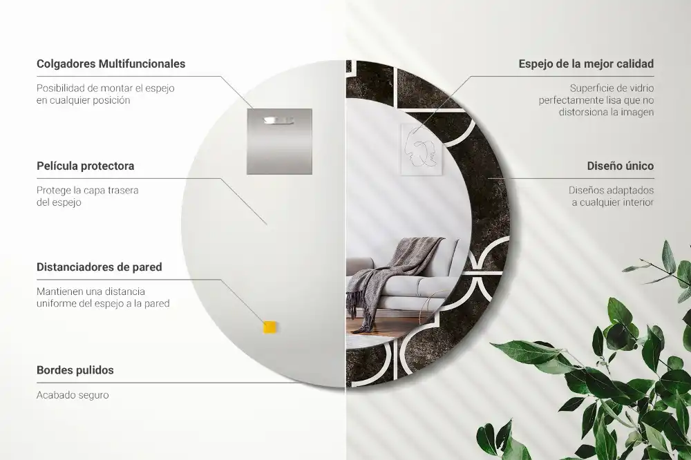 Okrúhle zrkadlo rám s potlačou Starožitný vzor