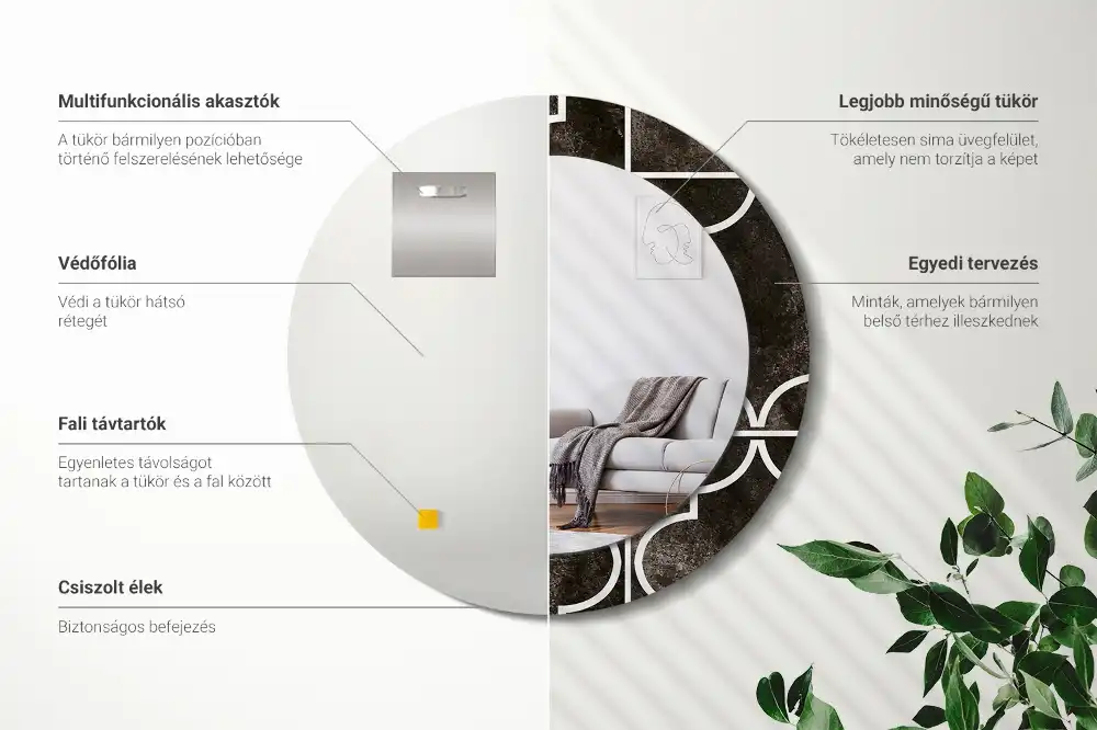 Okrúhle zrkadlo rám s potlačou Starožitný vzor