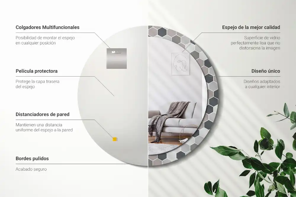 Okrúhle dekoračné zrkadlo na stenu Šesťuholníkový vzor