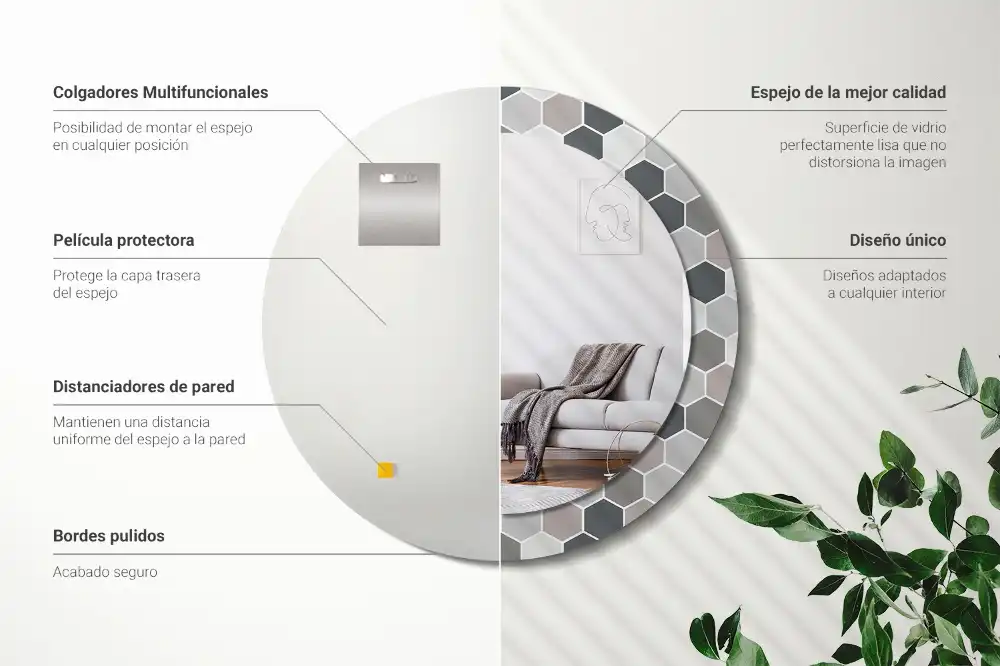 Okrúhle dekoračné zrkadlo na stenu Šesťuholníkový vzor