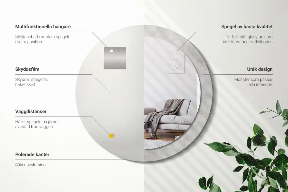 Okrúhle dekoračné zrkadlo na stenu Betónová textúra