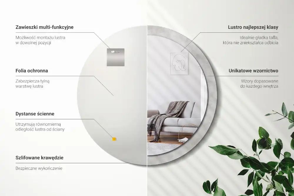 Okrúhle dekoračné zrkadlo na stenu Betónová textúra