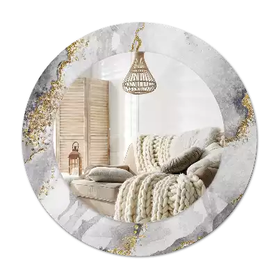 Okrúhle zrkadlo s potlačeným rámom Mramorový vzor