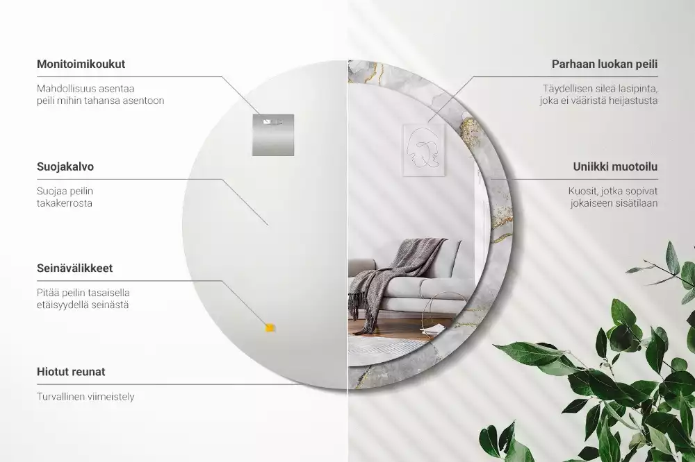 Okrúhle zrkadlo s potlačeným rámom Mramorový vzor