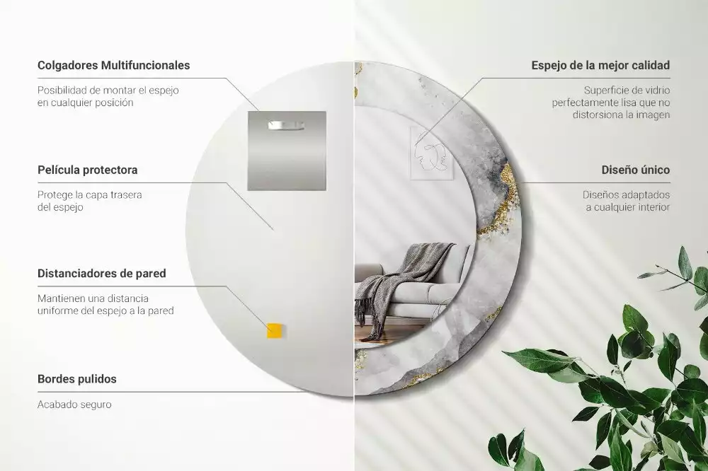 Okrúhle zrkadlo s potlačeným rámom Mramorový vzor