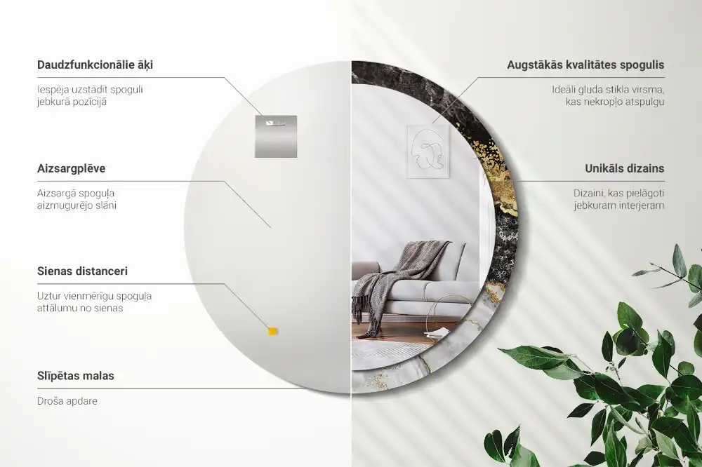 Okrúhle dekoračné zrkadlo na stenu Mramorový loft