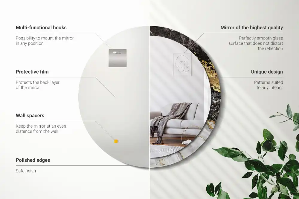 Okrúhle dekoračné zrkadlo na stenu Mramorový loft