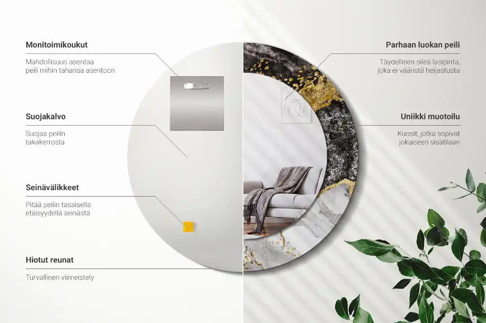 Okrúhle dekoračné zrkadlo na stenu Mramorový loft