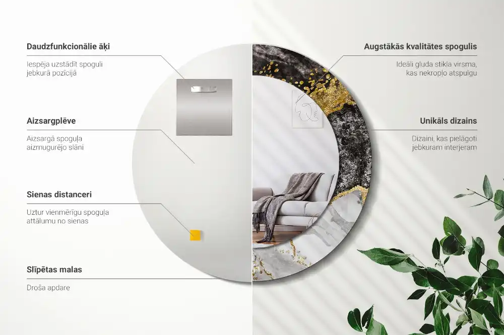 Okrúhle dekoračné zrkadlo na stenu Mramorový loft