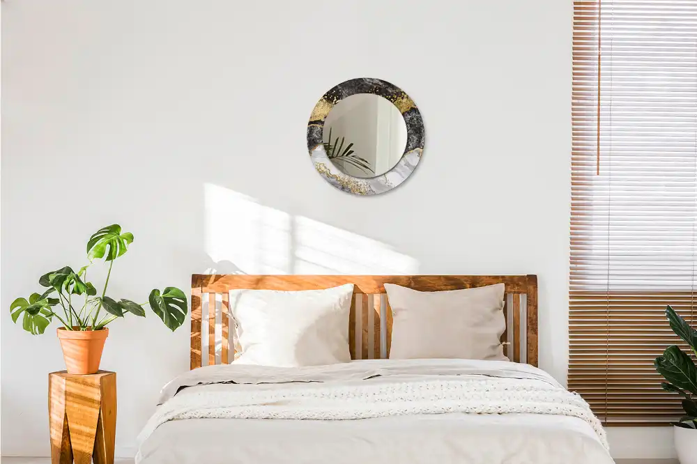 Okrúhle dekoračné zrkadlo na stenu Mramorový loft